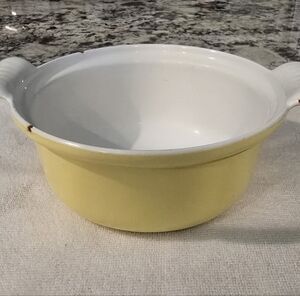 Descoware Casserole Dish Pan Enameled Cast Iron Yellow No Lid Belgium